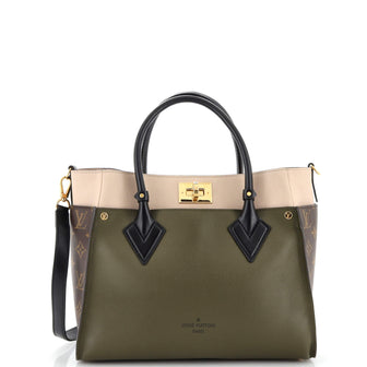Louis Vuitton On My Side Tote Leather with Monogram Canvas MM