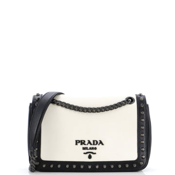 Prada Chain Flap Bag Studded Glace Calf Small