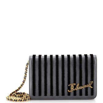 Chanel Paris-Hamburg Wallet on Chain Velvet Striped Leather