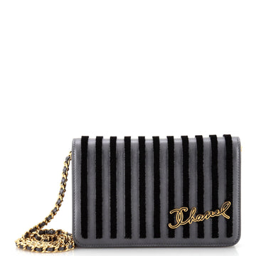 Chanel Paris-Hamburg Wallet on Chain Velvet Striped Leather