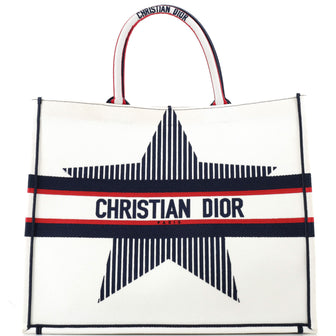 Christian Dior Dioralps Book Tote Embroidered Canvas Large