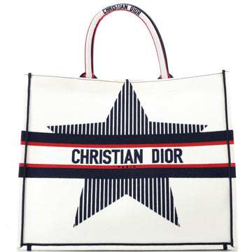 Christian Dior Dioralps Book Tote Embroidered Canvas Large