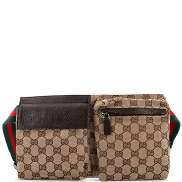 Gucci Vintage Double Belt Bag GG Canvas