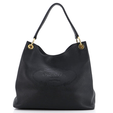 Prada Logo Hobo Embossed Vitello Daino Medium