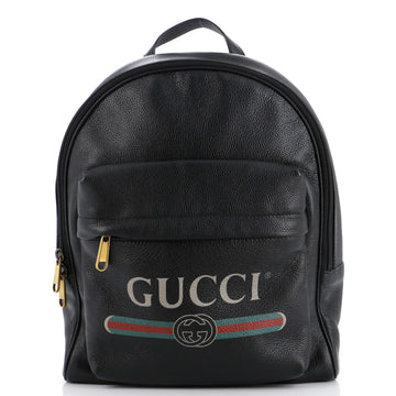 Gucci Logo Front Pocket Backpack Printed Leather