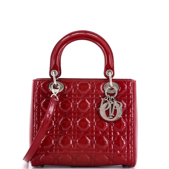 Christian Dior Lady Dior Bag Cannage Quilt Patent Medium