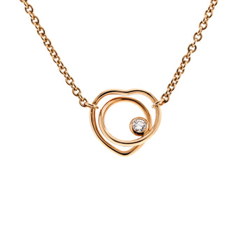 Hermes Vertige Coeur Pendant Necklace 18K Rose Gold with Diamond XS