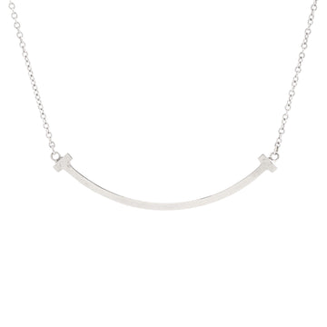 Tiffany & Co. T Smile Pendant Necklace 18K White Gold Small