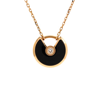 Cartier Amulette de Cartier Pendant Necklace 18K Pink Gold with Onyx and Diamond XS