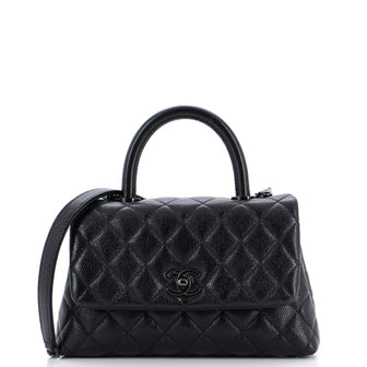 Chanel So Black Coco Top Handle Bag Quilted Caviar Mini