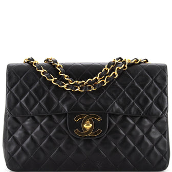 Chanel Vintage Classic Single Flap Bag Quilted Lambskin Maxi