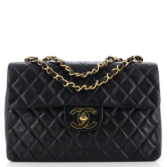 Chanel Vintage Classic Single Flap Bag Quilted Lambskin Maxi