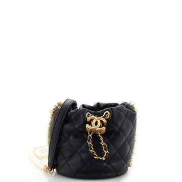 Chanel About Pearls Bucket Bag Quilted Calfskin Mini