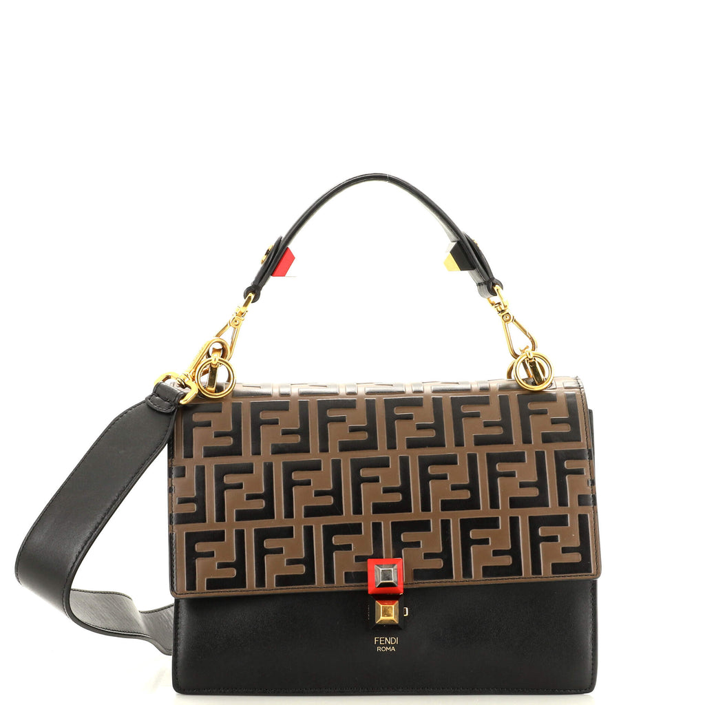 Fendi Kan I Bag Zucca Embossed Leather Medium 283408