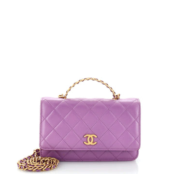 Chanel Pick Me Up Logo Handle Wallet on Chain Quilted Caviar