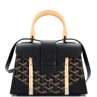 Goyard Structured Saigon Top Handle Bag Coated Canvas with Leather Mini