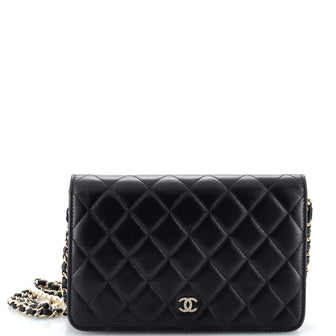 Chanel Pearl Strap Wallet on Chain Quilted Iridescent Lambskin