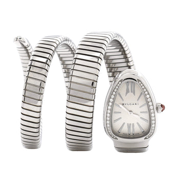 Bvlgari Serpenti Tubogas Double Spiral Quartz Watch Stainless Steel with Diamond Bezel 23