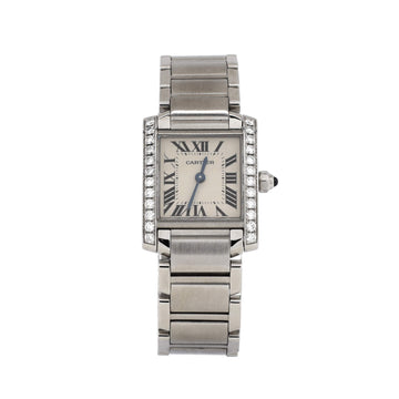 Cartier Tank Francaise Quartz Watch Stainless Steel with Diamond Bezel 20