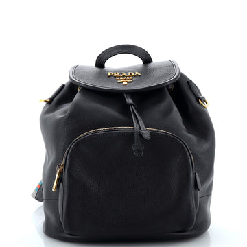 Prada Front Pocket Drawstring Backpack Vitello Daino Medium