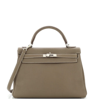 Hermes Kelly Handbag Grey Togo with Palladium Hardware 32