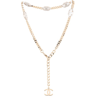 Chanel CC Link Choker Necklace Metal with Crystals