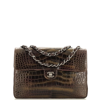 Chanel Vintage Classic Single Flap Bag Alligator Jumbo