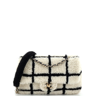 Chanel CC Flap Bag Square Printed Shearling Large