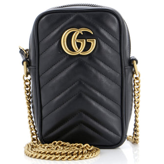Gucci GG Marmont Vertical Phone Crossbody Bag Matelasse Leather Mini