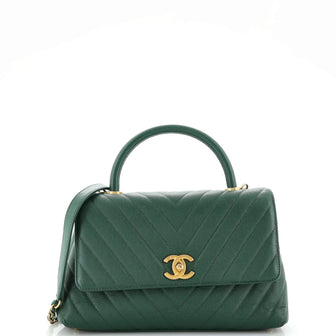 Chanel Coco Top Handle Bag Chevron Caviar Small