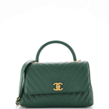 Chanel Coco Top Handle Bag Chevron Caviar Small