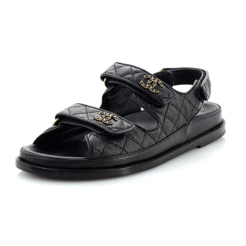Chanel Women's Velcro Dad Sandals Quilted Leather