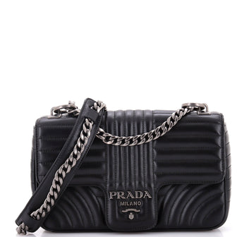 Prada Chain Flap Shoulder Bag Diagramme Quilted Leather Medium
