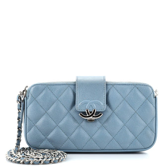 Chanel CC Box Double Zip Clutch with Chain Quilted Calfskin