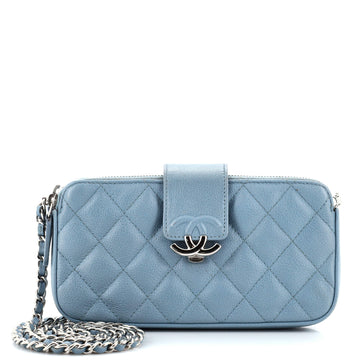 Chanel CC Box Double Zip Clutch with Chain Quilted Calfskin