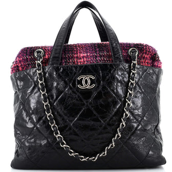 Chanel Portobello Zip Tote Quilted Glazed Calfskin and Tweed