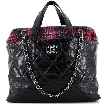 Chanel Portobello Zip Tote Quilted Glazed Calfskin and Tweed