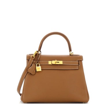 Hermes Kelly Handbag Brown Togo with Gold Hardware 28