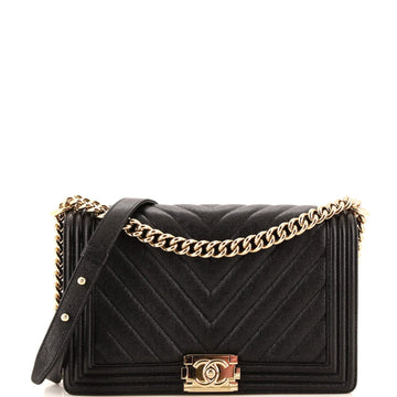 Chanel Boy Flap Bag Chevron Caviar New Medium