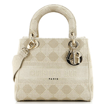 Christian Dior Lady D-Lite Bag Cannage Embroidered Canvas Medium