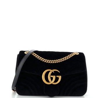 Gucci GG Marmont Flap Bag Matelasse Velvet Medium