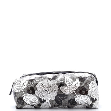 Chanel Camellia Cosmetic Pouch Printed Coated Canvas Medium