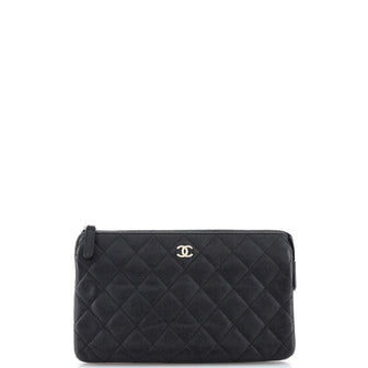 Chanel Classic Double Pocket Zip Pouch Quilted Caviar Small