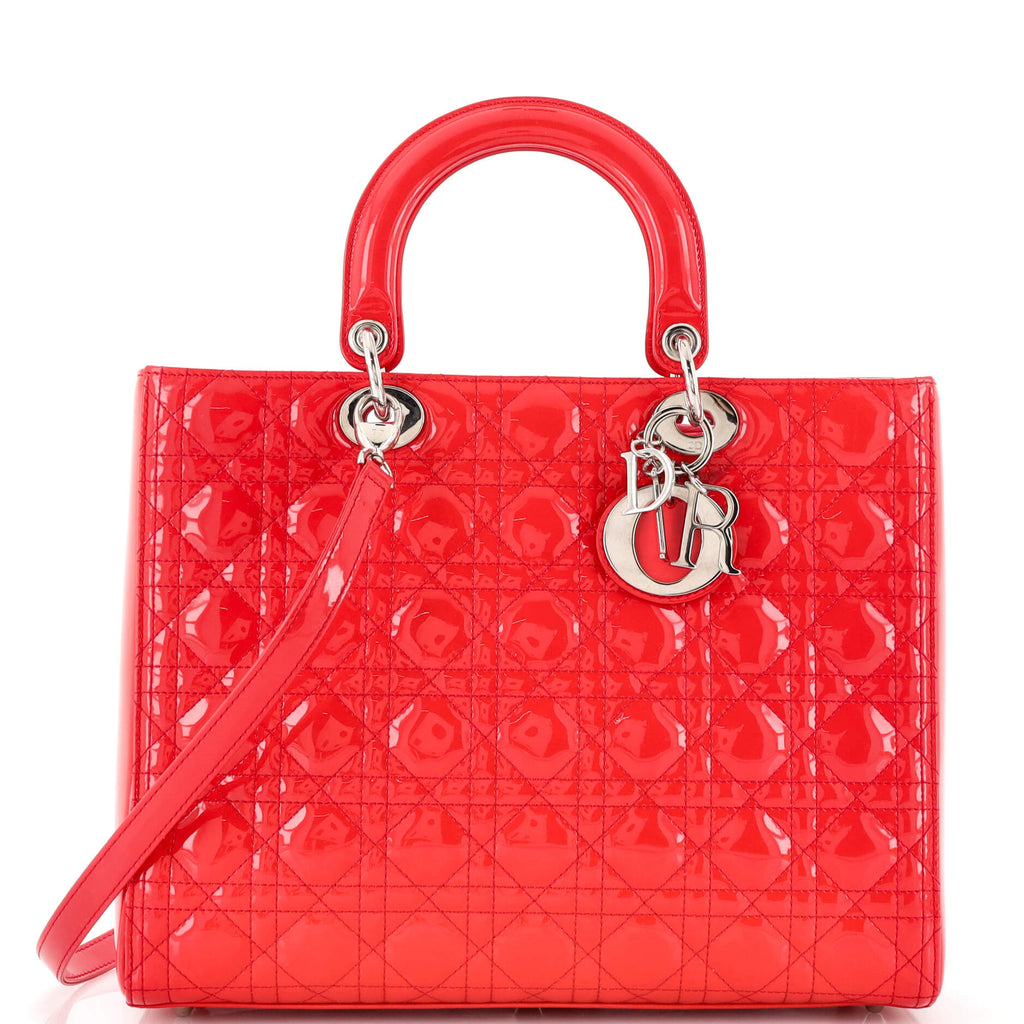 ヴィンテージDIOR Christian Dior BAGAGES Christian Dior Vintage Lady Dior Bag Cannage Quilt Patent Large 283857