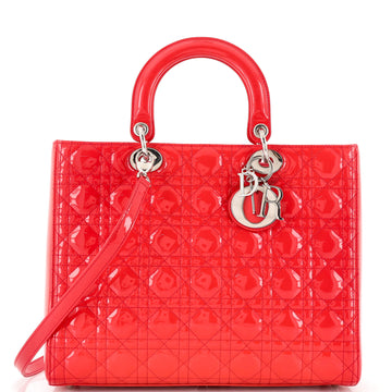 Christian Dior Vintage Lady Dior Bag Cannage Quilt Patent Large