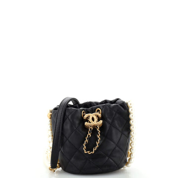 Chanel About Pearls Bucket Bag Quilted Calfskin Mini