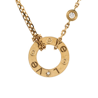 Cartier 2 Diamonds Love Pendant Necklace 18K Yellow Gold and Diamonds