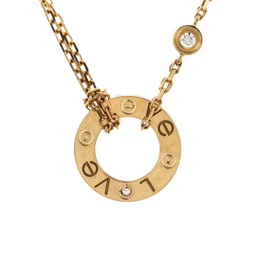 Cartier 2 Diamonds Love Pendant Necklace 18K Yellow Gold and Diamonds