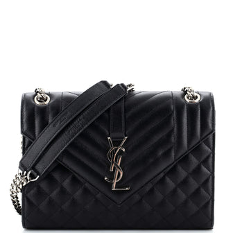 Saint Laurent Classic Monogram Envelope Satchel Mixed Matelasse Leather Medium