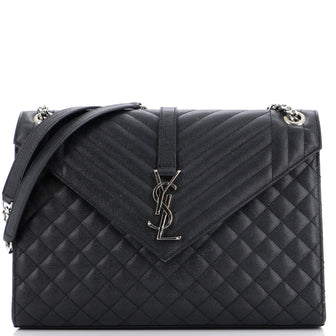 Saint Laurent Classic Monogram Envelope Satchel Mixed Matelasse Leather Large